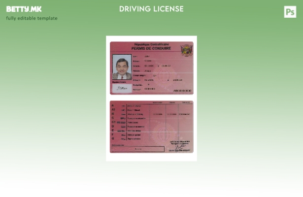 Модерен стил, шаблон за возачка дозвола од Централна Африка